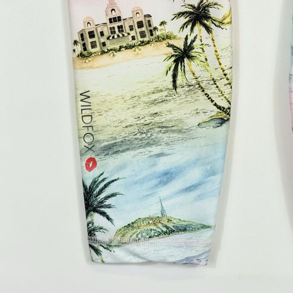 Wildfox Pastel Stripe Tropical Desert Print Athletic Leggings Pants Womens Small - Picture 5 of 6